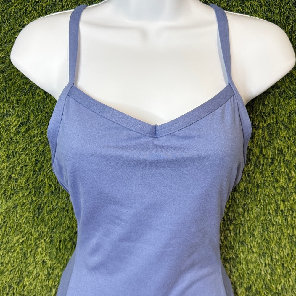 Bombshell Sportswear Sculpt Bodysuit Blue Strappy Small FLAW! - Picture 2 of 6